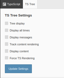 The settings for the TypoScript Tree