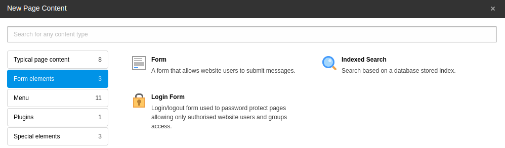 The content element wizard