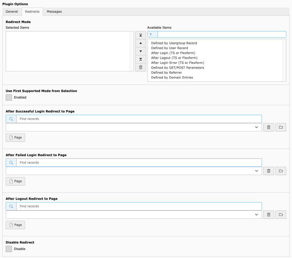 Redirect Configuration