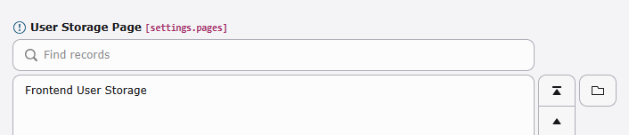 A screenshot showing FlexForm Field with key `settings.pages`