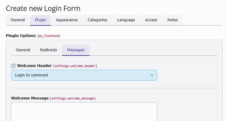 Messages Configuration