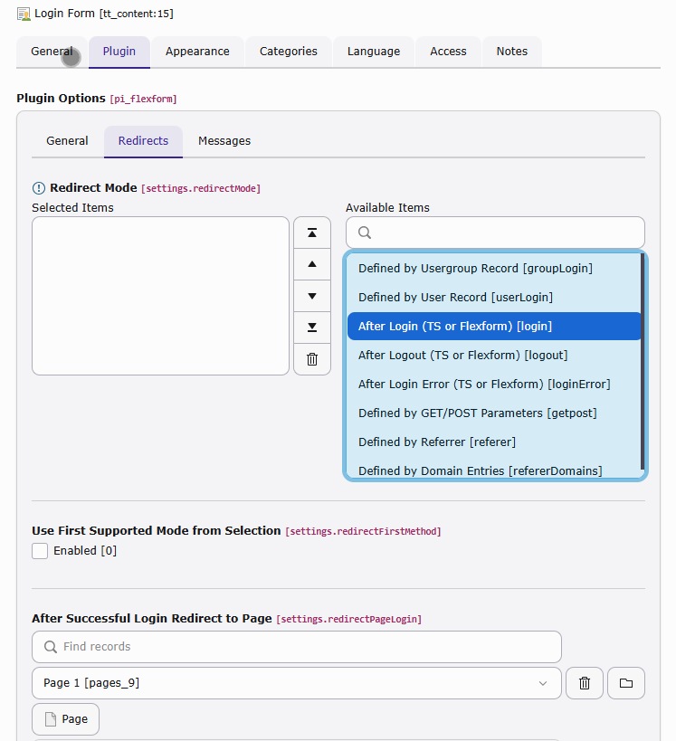 Redirect Configuration