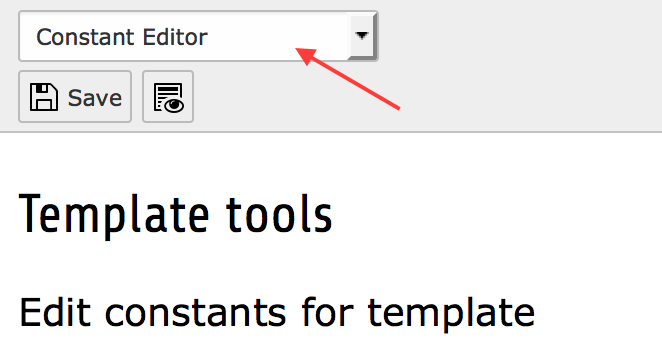 Location of the dropdown in the Template module