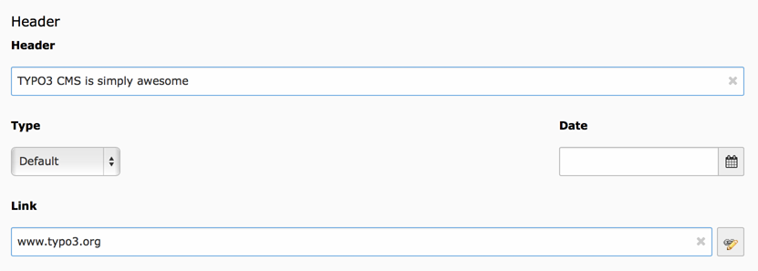 The header fields in the backend