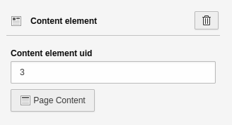Settings for the 'Content element' element.