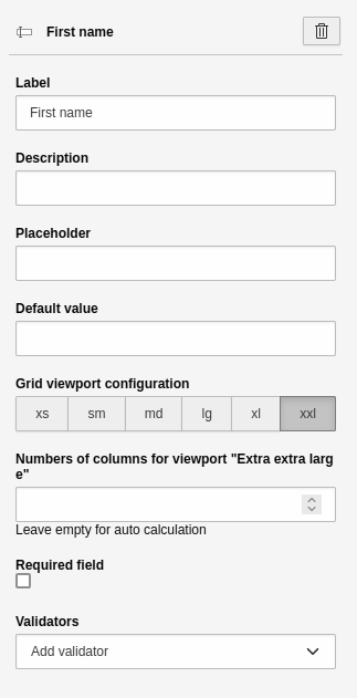 Settings for the 'Grid' element - Part 2.