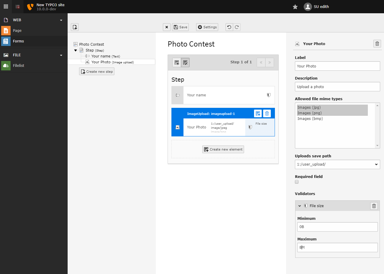 Configure Image Upload
