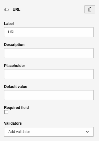 Settings for the 'URL' element.