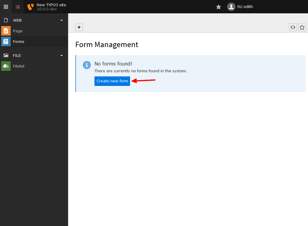 The form module - click the button