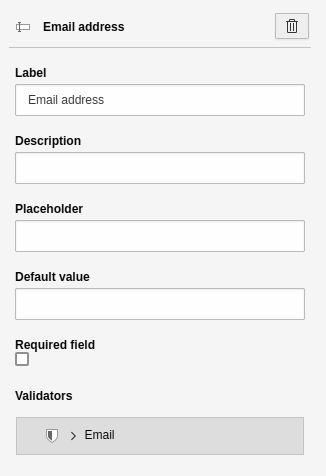Settings for the 'E-mail' element.