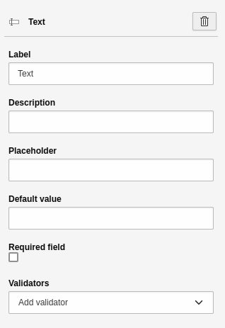 Settings for the 'Text' element.