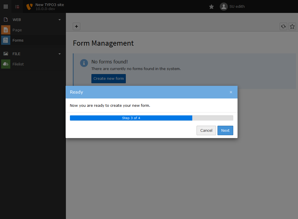 The form creation wizard - step 3