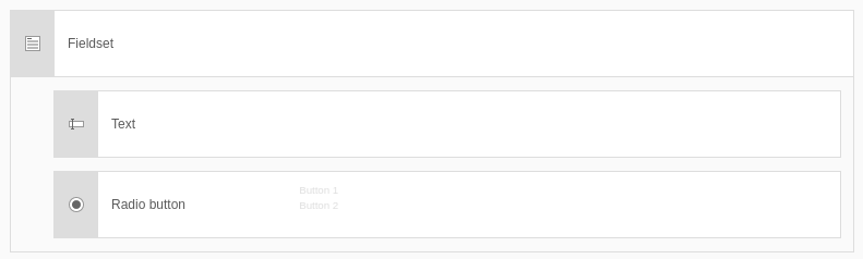 Element 'Fieldset' - preview in the backend.