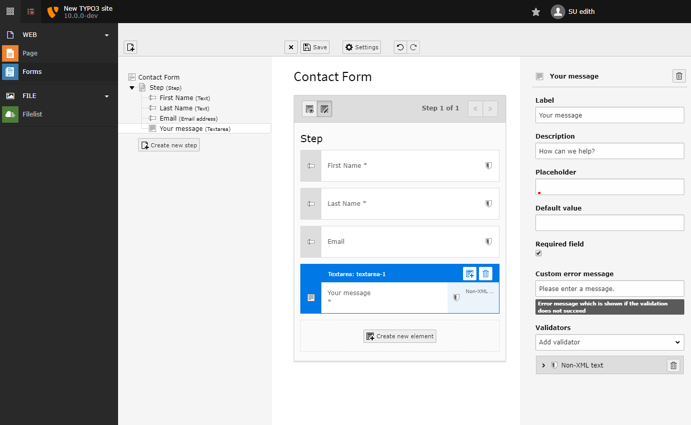 Configure textarea field.