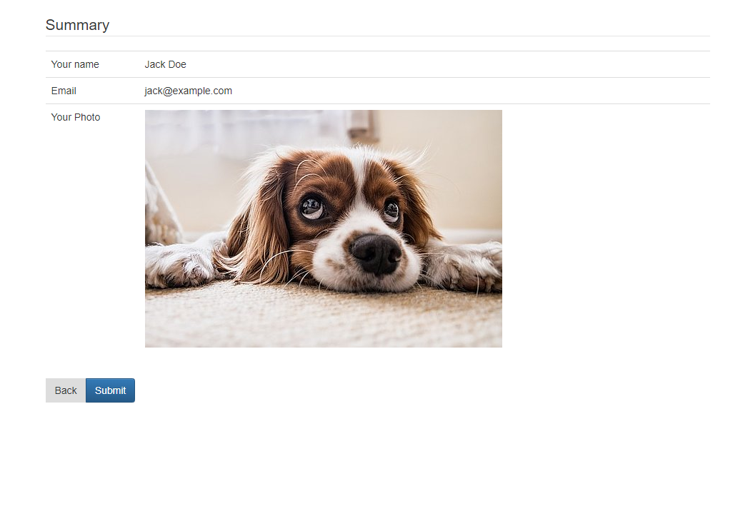 The finished form - Step 2