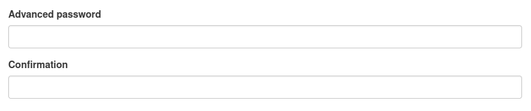 Element 'Advanced password' - preview in the frontend.