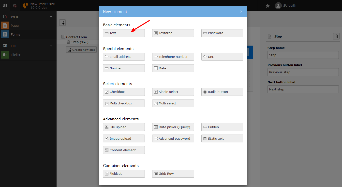 Create New Text Element