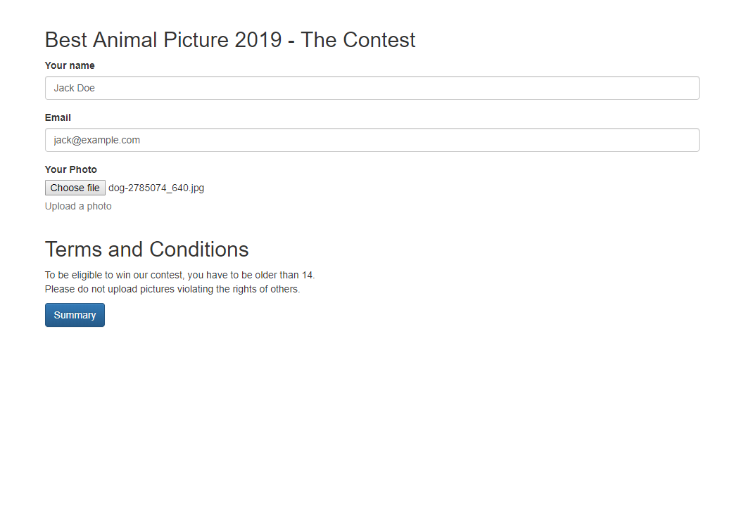 The finished form - Step 1