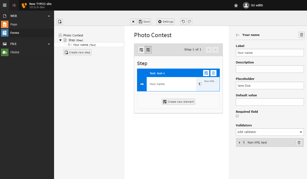 Fields for a simple text field