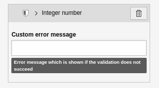 In the Inspector - settings of the validator 'Integer number'.