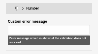In the Inspector - Settings of the 'Number' validator.