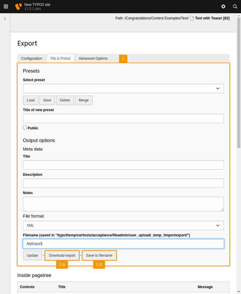 Download the export data