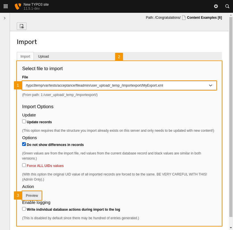 Configure the import