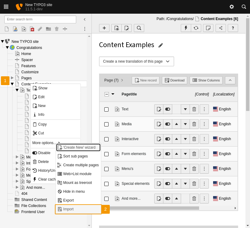 Select "More options... > Import"
