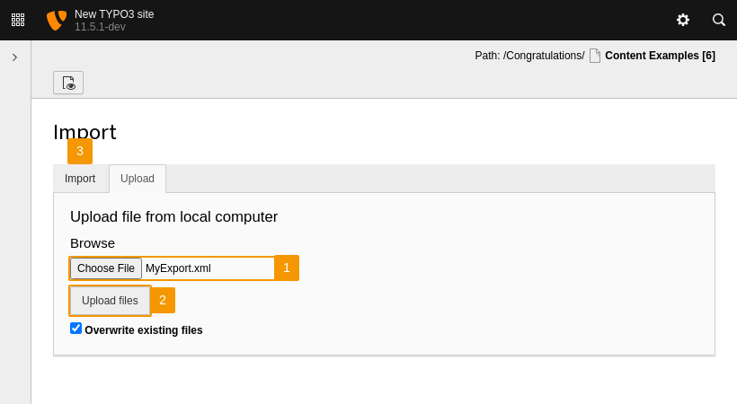 Upload the export data