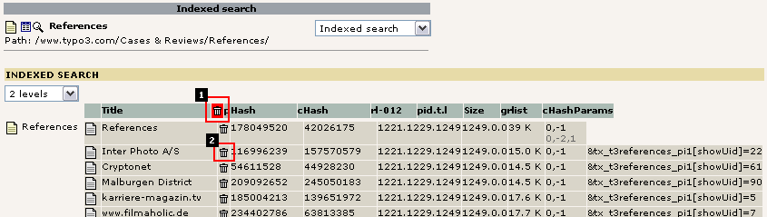Page indexing clean up