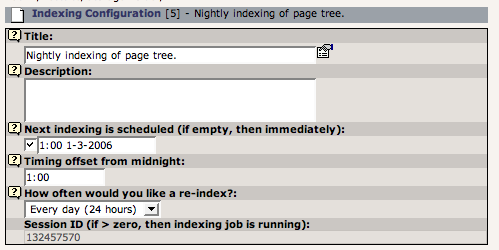 Common indexing configurations