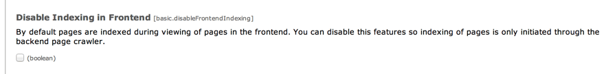 Disable frontend indexing