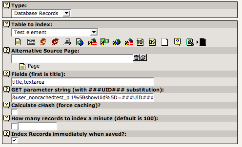Indexing configuration for records
