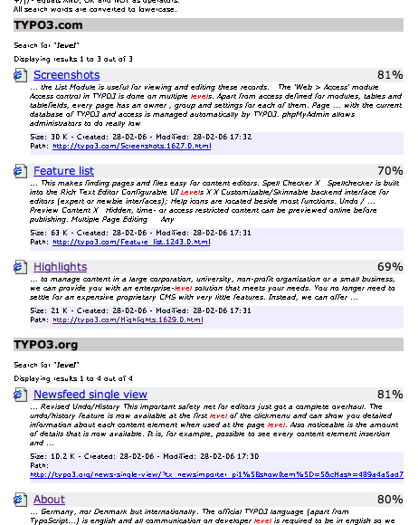 Ordered search results