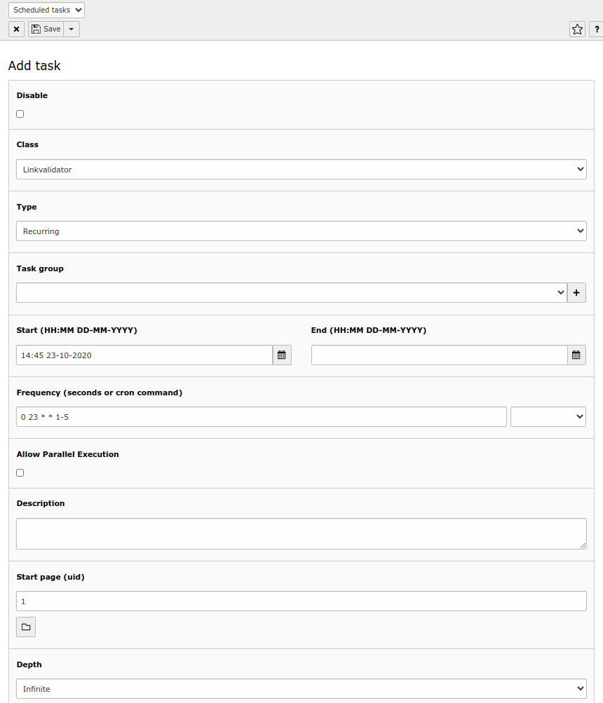 The linkvalidator scheduler task