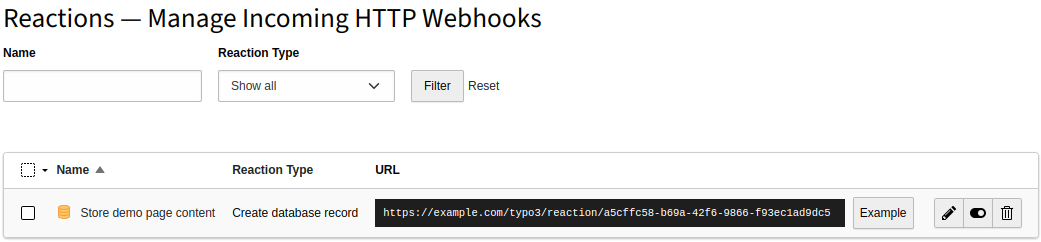 Backend module with reaction