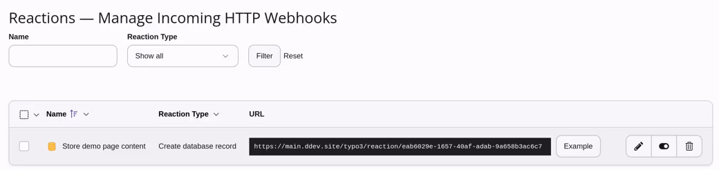 Backend module with reaction