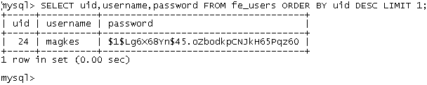 Salted password hash in the database
