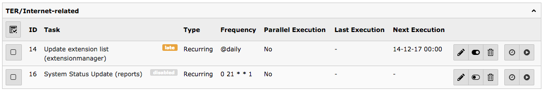 A late task in the Scheduler main screen