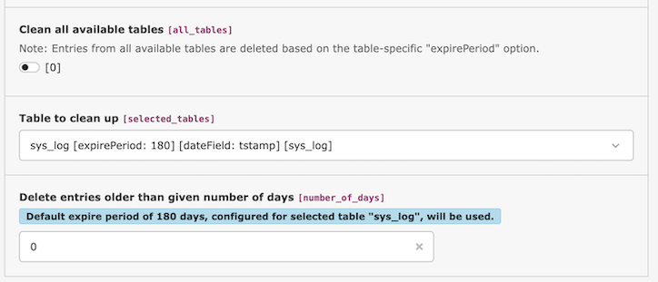 Table Garbage Collection task configuration default expire period