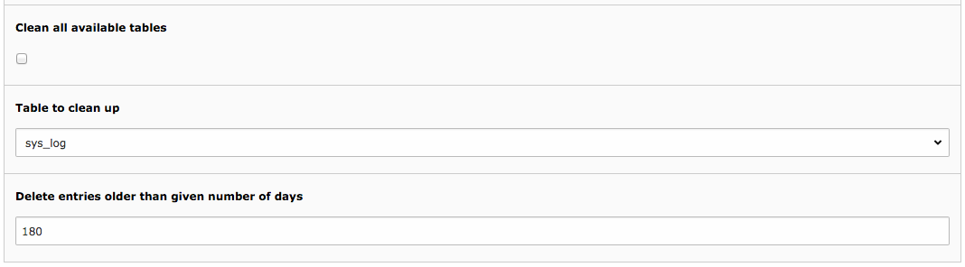 Table Garbage Collection task configuration