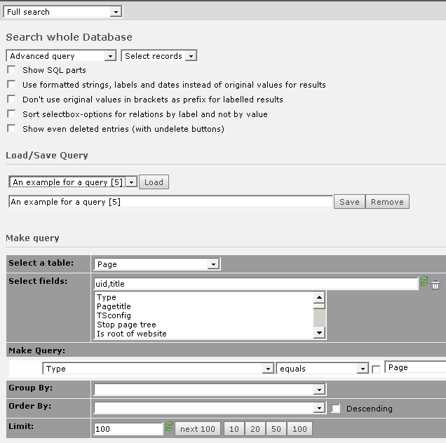 Creating the SQL query