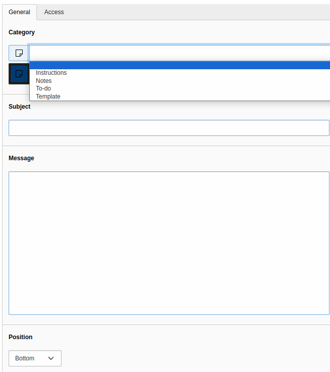 Creating a new internal note