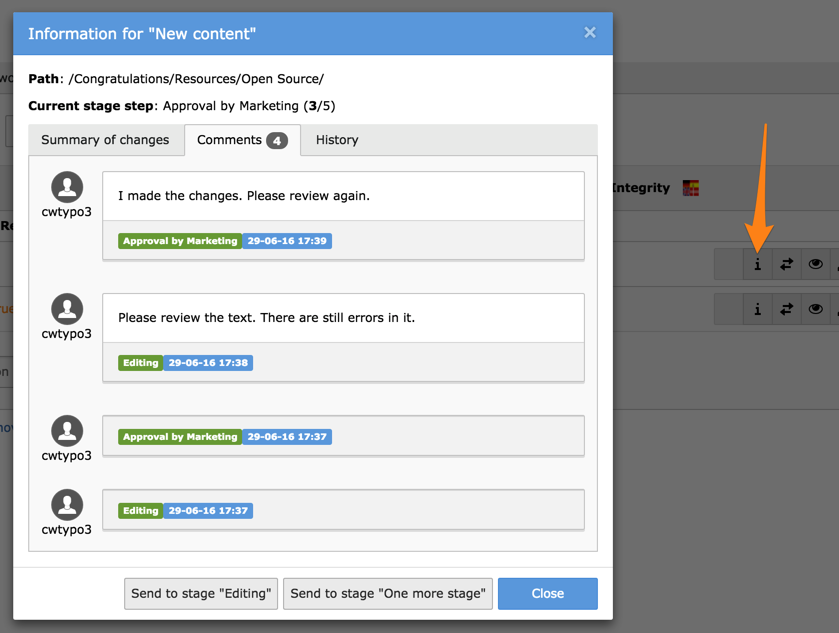 Viewing details of a change