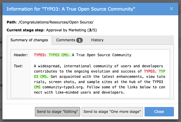 Send to another stage