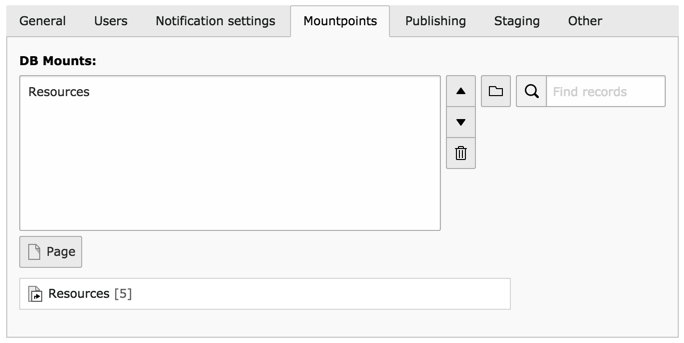 The Mountpoints tab of a custom workspace