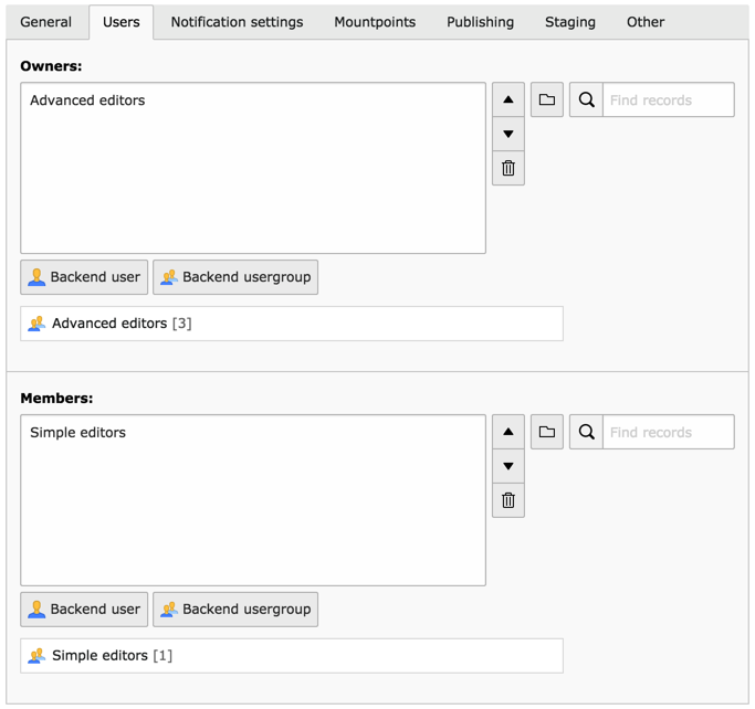 The Users tab of a custom workspace