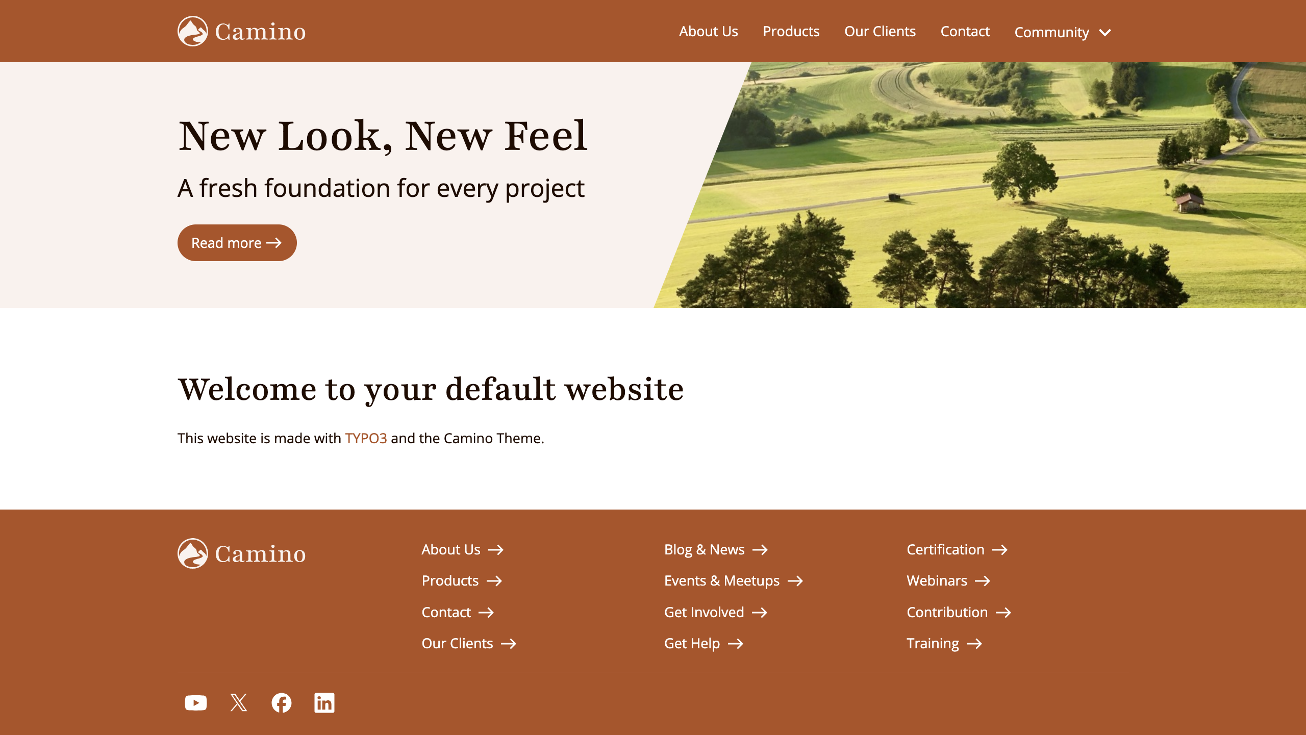 Screenshot of the Camino theme frontend.