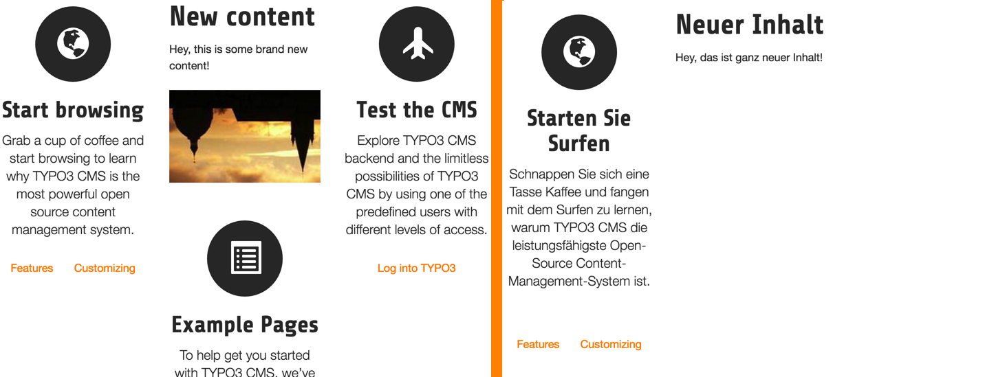 English and German translation without overlays