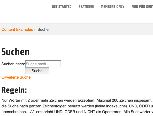 Indexed search in German
